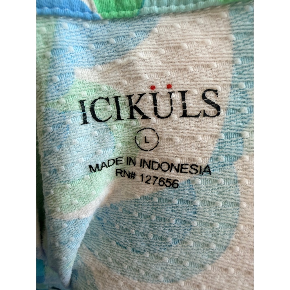 Icikuls Sun Shirt Long Sleeve Quarter Zip Blue Green Paisley Large UPF 50 Top - Picture 6 of 7